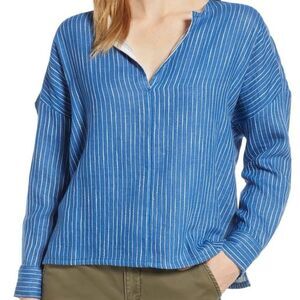 Lou & Grey Popover Top Slub Woven Gauze Beach Lightweight Oversized 100% Cotton